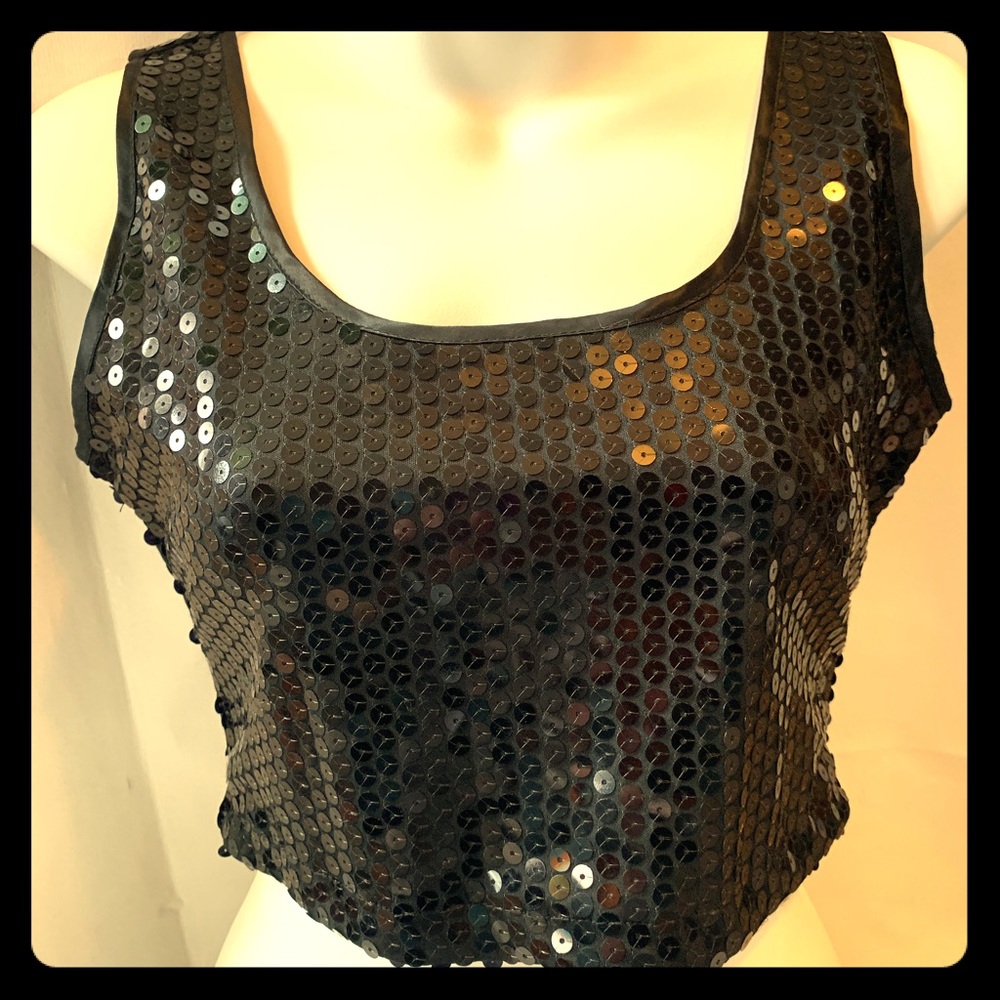 Veronica de Laurentiis sequin crop top size M